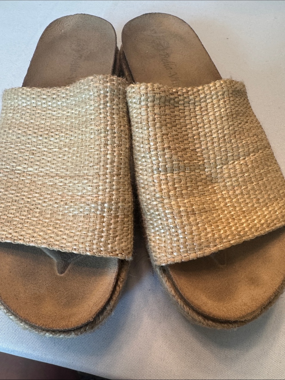 Dolce Vita Natural Raffia Slide Sandals - Beige